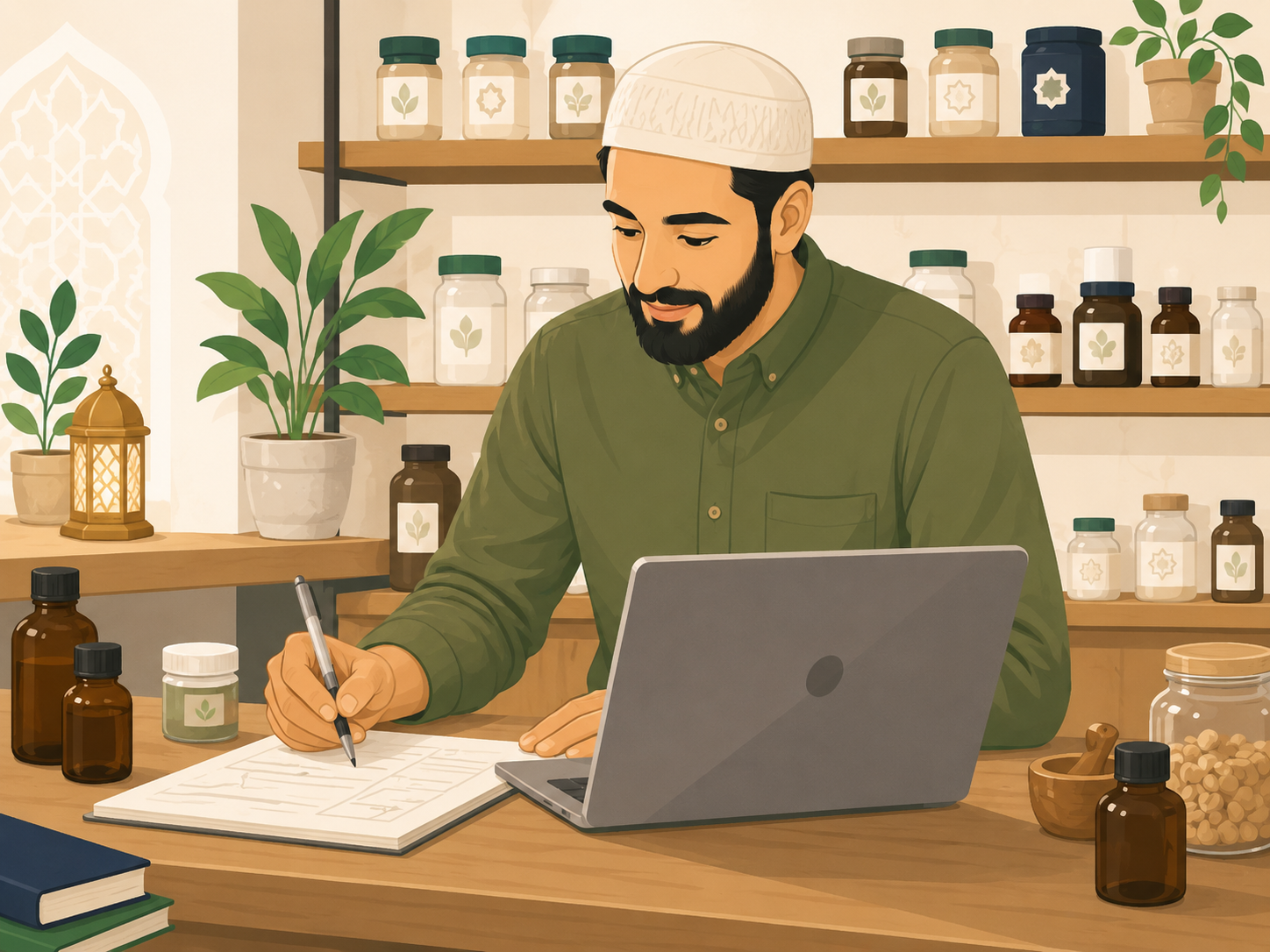 Local business owner preparing a Barakah partner application